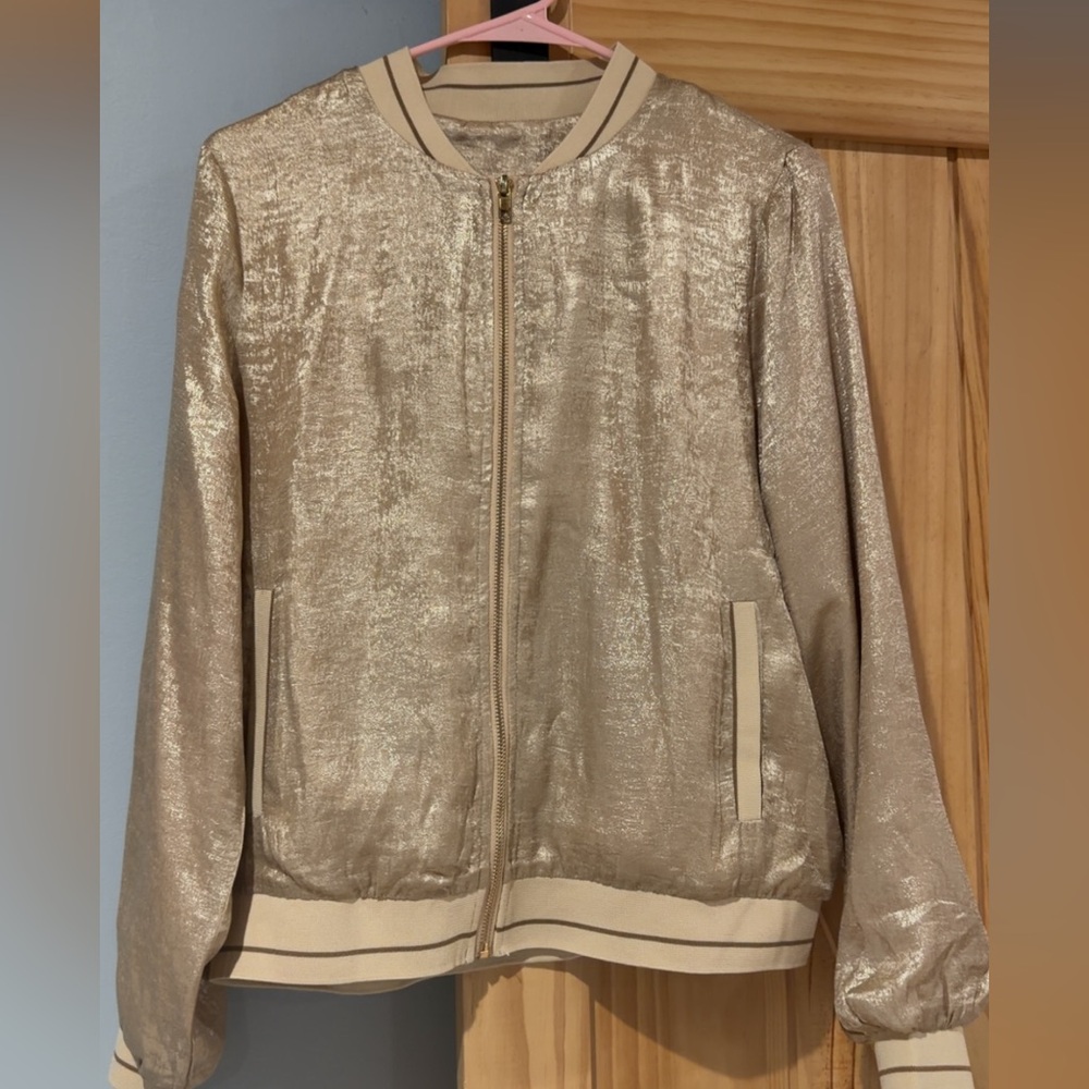 Elegant Metallic Bomber Jacket